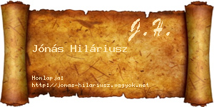 Jónás Hiláriusz névjegykártya